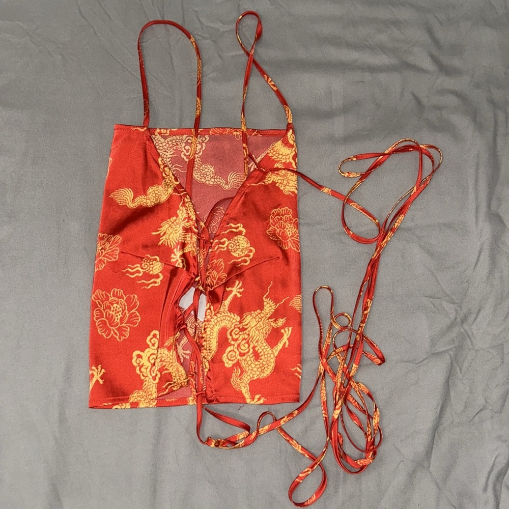 Mixed Threads - Dragon Pattern Orange Tank Top Wi… - image 2